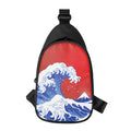 Red Sun Japanese Wave Print Sling Bag