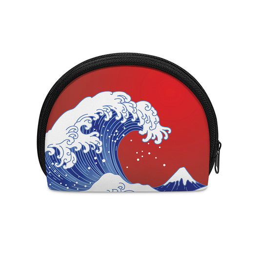 Red Sun Japanese Wave Print Coin Purse