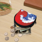 Red Sun Japanese Wave Print Coin Purse
