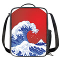 Red Sun Japanese Wave Print Crossbody Lunch Bag