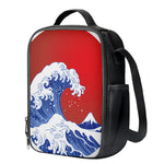 Red Sun Japanese Wave Print Crossbody Lunch Bag