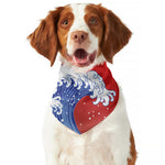 Red Sun Japanese Wave Print Dog Bandana