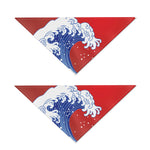 Red Sun Japanese Wave Print Dog Bandana