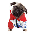Red Sun Japanese Wave Print Dog Zip Up Hoodie