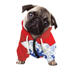 Red Sun Japanese Wave Print Dog Zip Up Hoodie