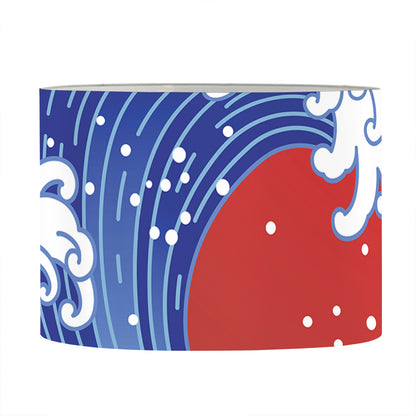 Red Sun Japanese Wave Print Drum Lamp Shade