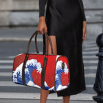 Red Sun Japanese Wave Print Duffle Bag