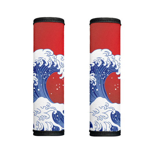 Red Sun Japanese Wave Print Handle Covers