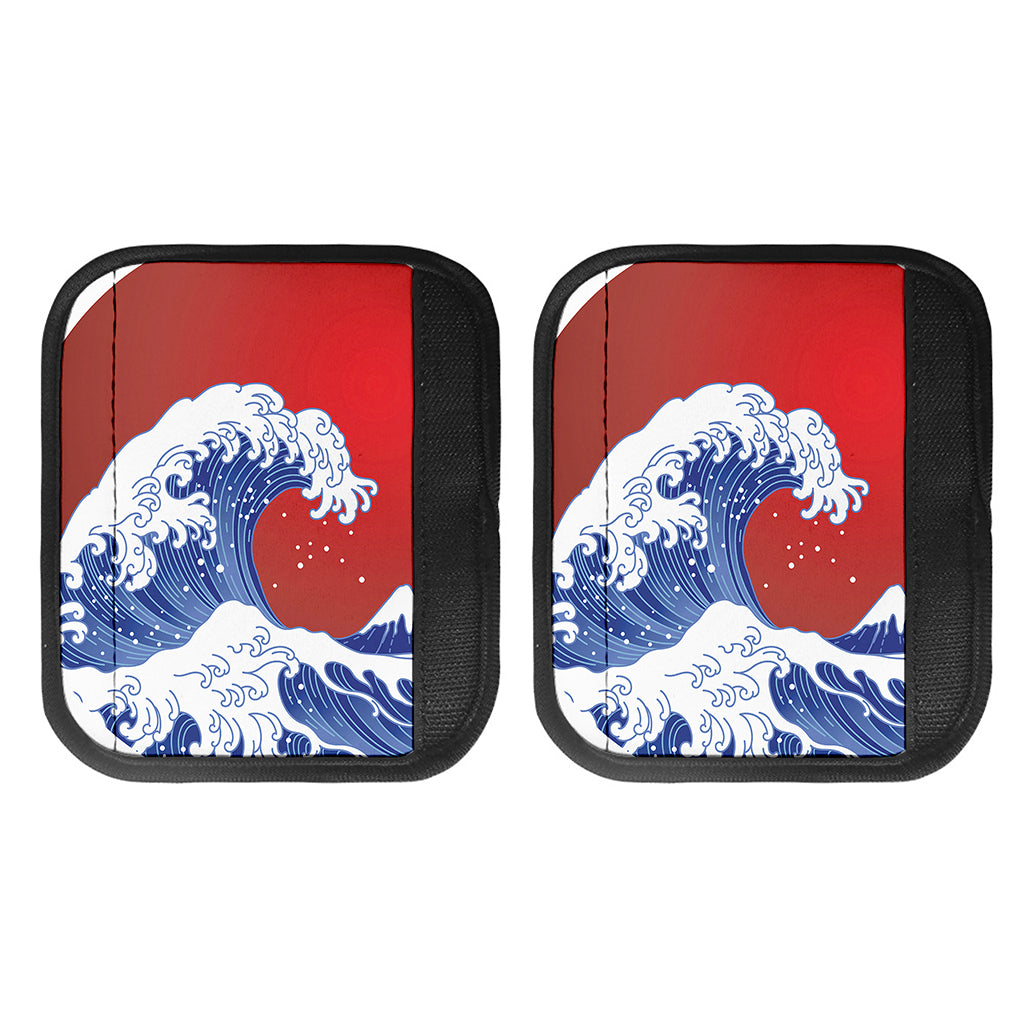 Red Sun Japanese Wave Print Handle Covers