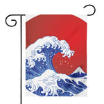 Red Sun Japanese Wave Print House Flag