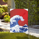 Red Sun Japanese Wave Print House Flag