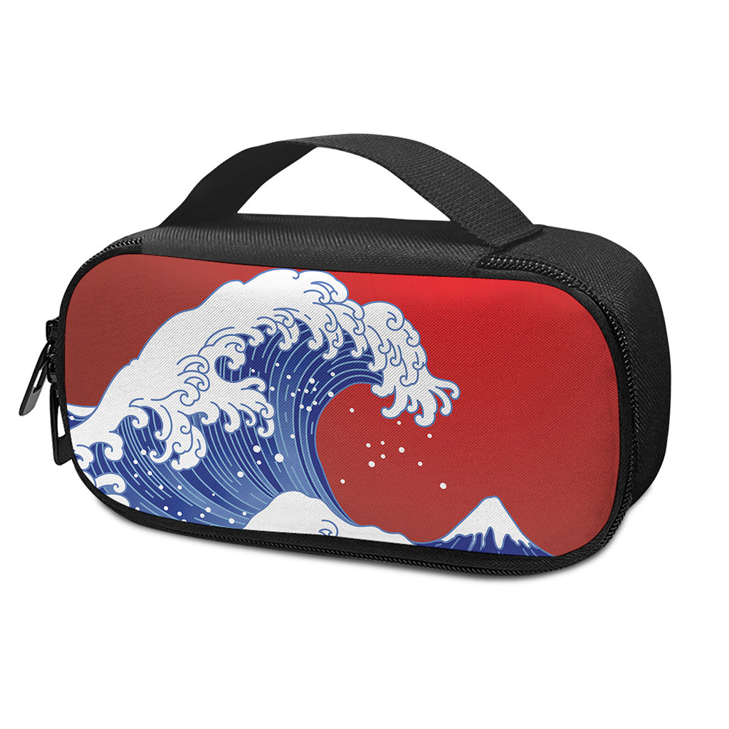 Red Sun Japanese Wave Print Insulin Cooler Travel Case