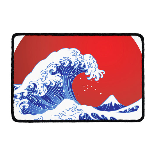 Red Sun Japanese Wave Print Kitchen Mat