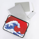 Red Sun Japanese Wave Print Laptop Sleeve