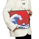 Red Sun Japanese Wave Print Laptop Sleeve