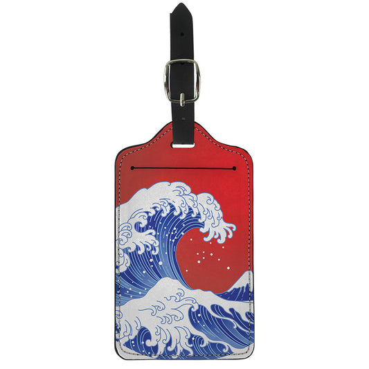 Red Sun Japanese Wave Print Luggage Tag