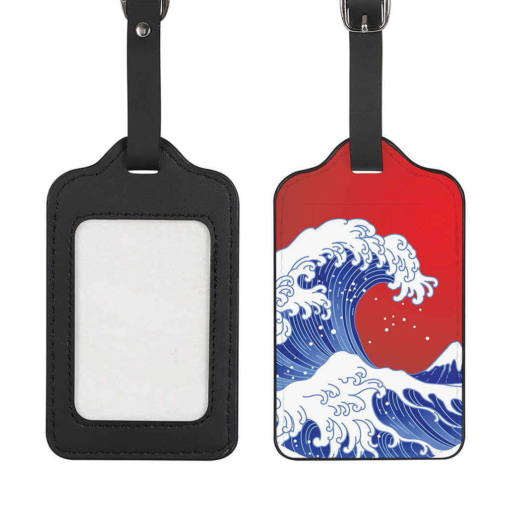 Red Sun Japanese Wave Print Luggage Tag
