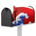 Red Sun Japanese Wave Print Mailbox Cover