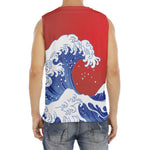 Red Sun Japanese Wave Print Men's Fitness Tank Top