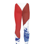 Red Sun Japanese Wave Print Men's leggings