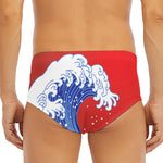 Red Sun Japanese Wave Print Men's Triangle Swim Briefs