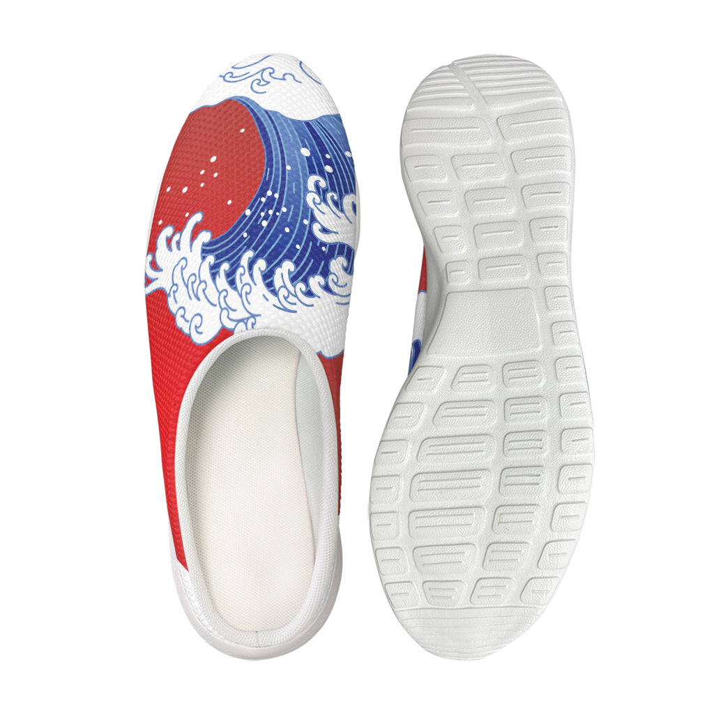 Red Sun Japanese Wave Print Mesh Casual Shoes