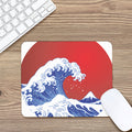 Red Sun Japanese Wave Print Mouse Pad