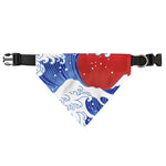 Red Sun Japanese Wave Print Over The Collar Dog Bandana
