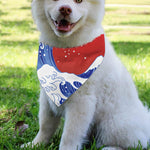 Red Sun Japanese Wave Print Over The Collar Dog Bandana