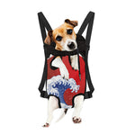 Red Sun Japanese Wave Print Pet Carrier Backpack