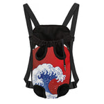 Red Sun Japanese Wave Print Pet Carrier Backpack
