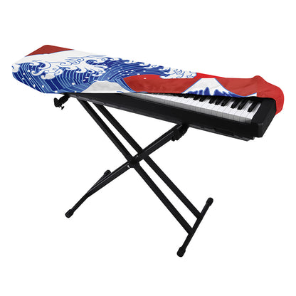 Red Sun Japanese Wave Print Piano Keyboard Cover