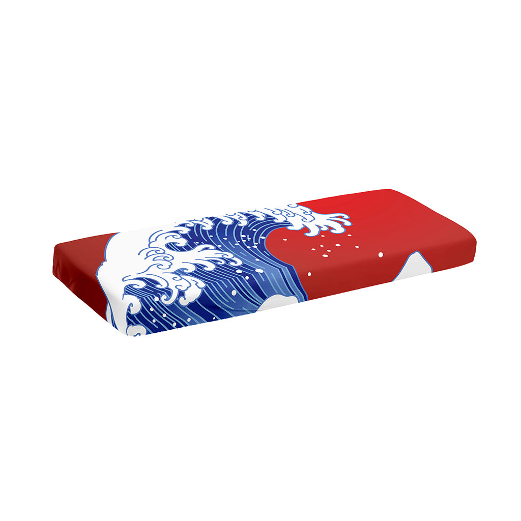 Red Sun Japanese Wave Print Piano Keyboard Cover