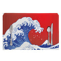Red Sun Japanese Wave Print Placemat