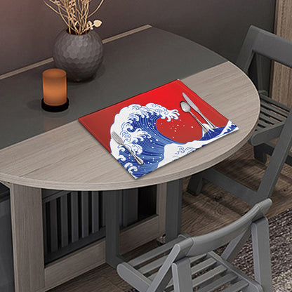 Red Sun Japanese Wave Print Placemat