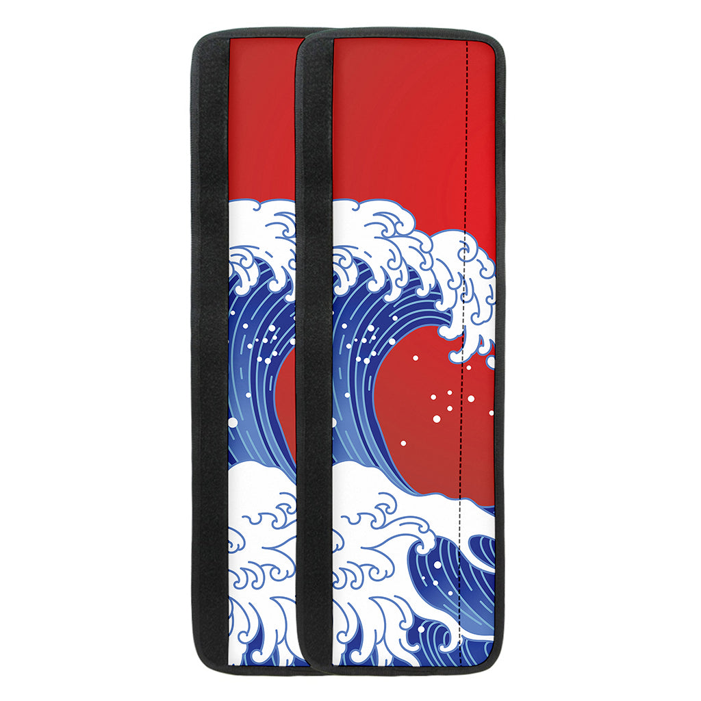 Red Sun Japanese Wave Print Refrigerator Handle Covers