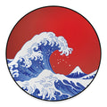 Red Sun Japanese Wave Print Round Floor Mat
