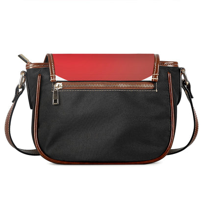 Red Sun Japanese Wave Print Saddle Bag