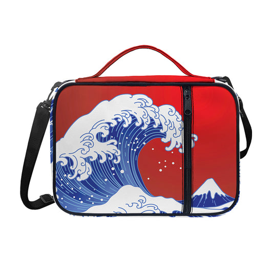 Red Sun Japanese Wave Print Shoulder Strap Bible Bag