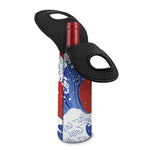 Red Sun Japanese Wave Print Single Neoprene Wine Tote