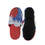 Red Sun Japanese Wave Print Slippers
