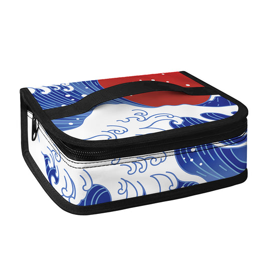 Red Sun Japanese Wave Print Small Lunch Bag