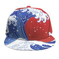 Red Sun Japanese Wave Print Snapback Cap