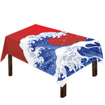Red Sun Japanese Wave Print Tablecloth