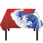 Red Sun Japanese Wave Print Tablecloth