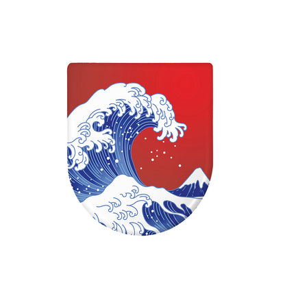 Red Sun Japanese Wave Print Toilet Lid Cover