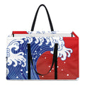 Red Sun Japanese Wave Print Utility Tote Bag