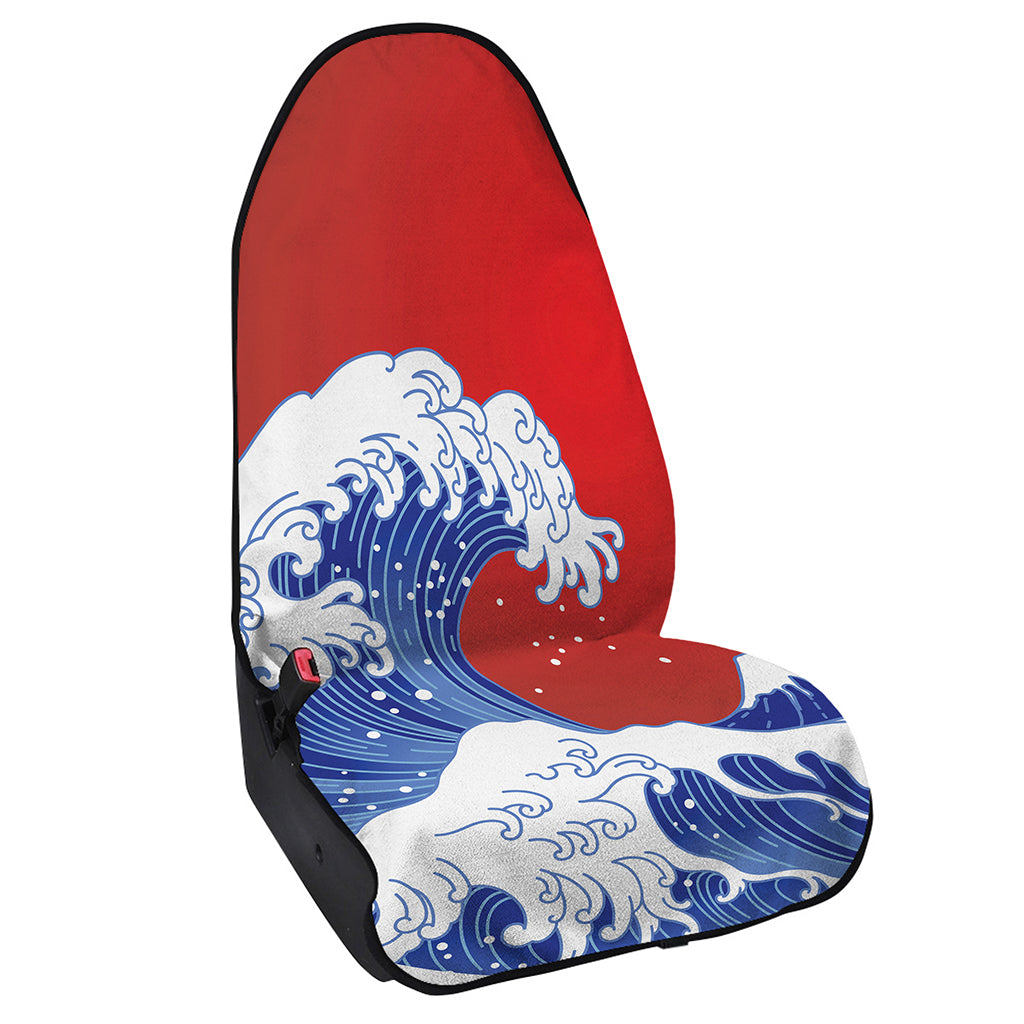 Red Sun Japanese Wave Print Waterproof Car Seat Cover