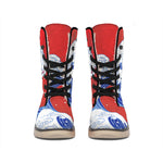 Red Sun Japanese Wave Print Winter Boots