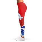 Red Sun Japanese Wave Print Women's Leggings